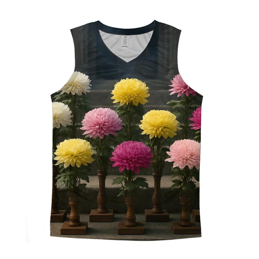 Temple Chrysanthemum Display cotton sleeveless tops