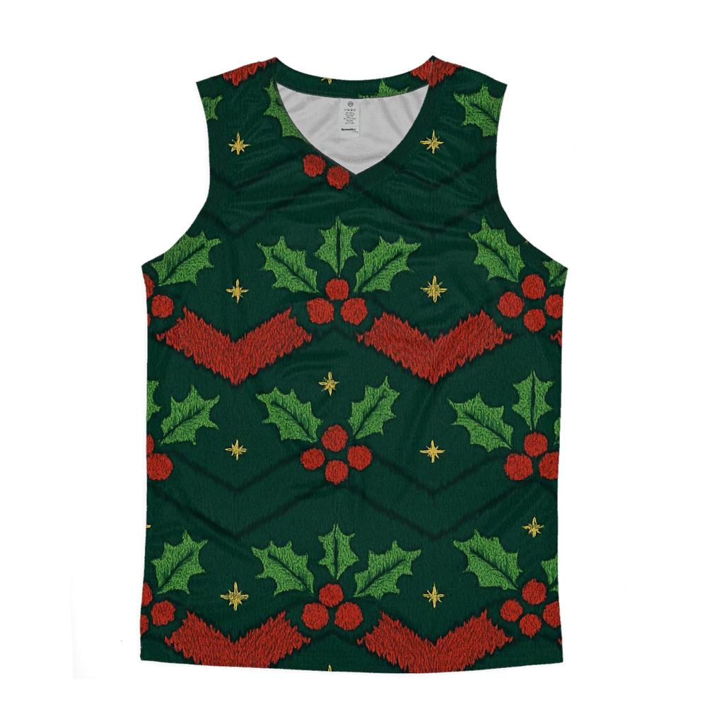 Holly Leaf Chevron Stack Design sports performance tank tops