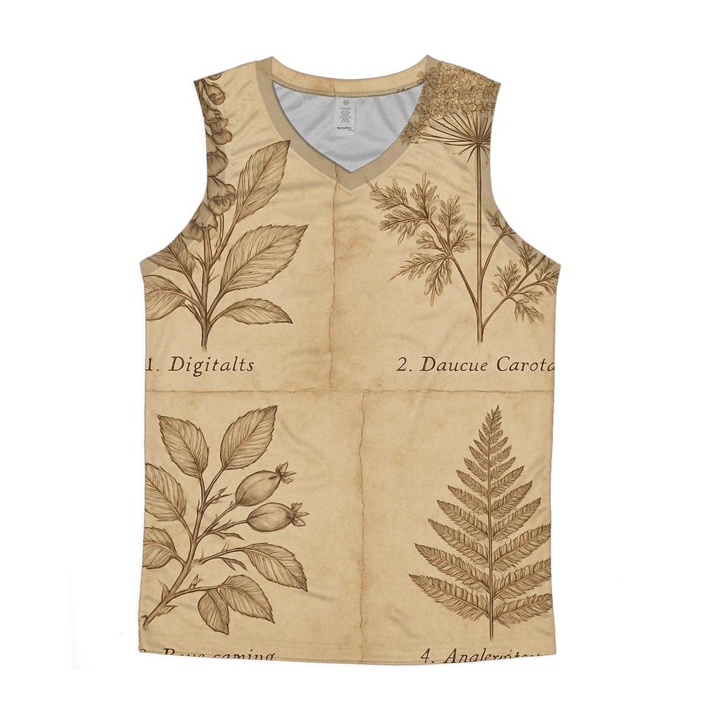 Sepia Botanical Illustration Set sports performance tank tops