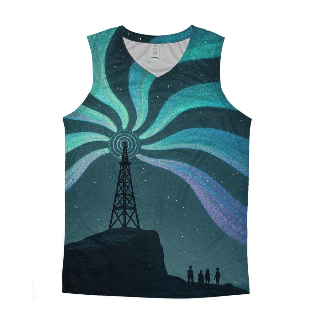 Radio Tower Aurora graphic print tank tops