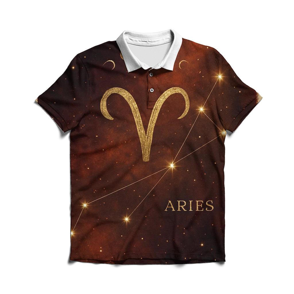 Aries Rising Constellation Map stylish collar polo tees