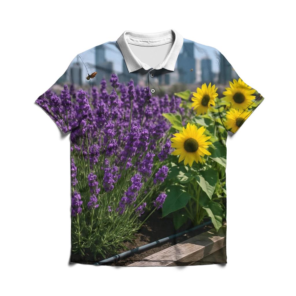 Rooftop Pollinator Garden At Noon casual sports polo shirts