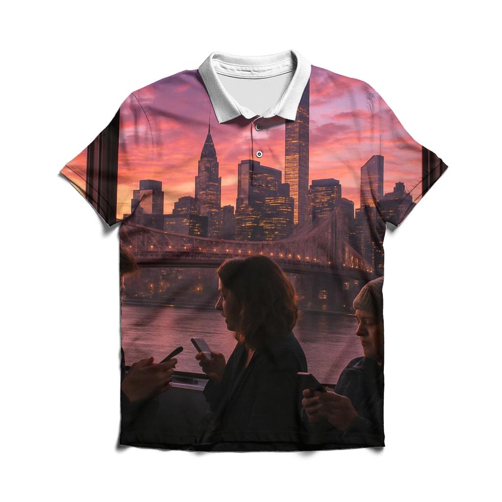 Sunset From Roosevelt Island Tram personalized polo shirts