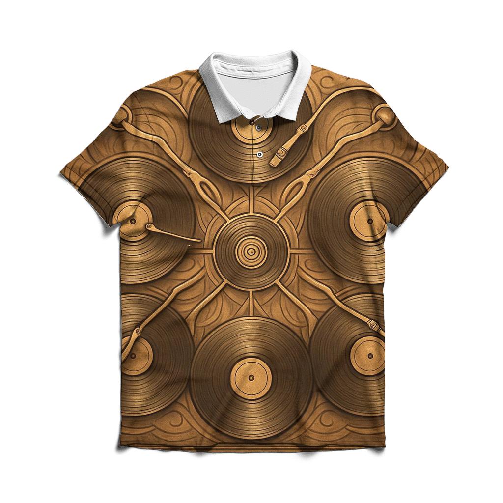 Turntable Spiral Mandala stylish collar polo tees