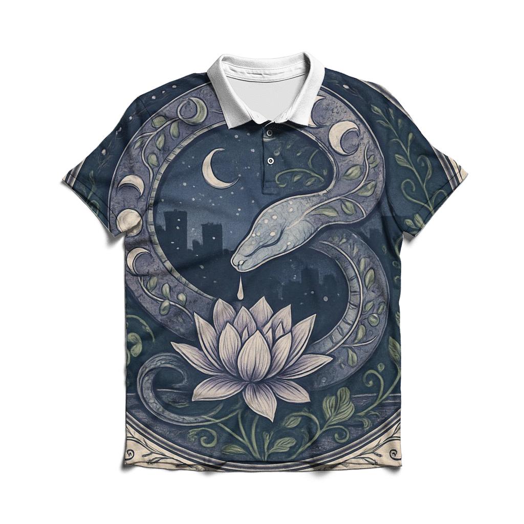 Lunar Garden Ouroboros designer slim fit polos