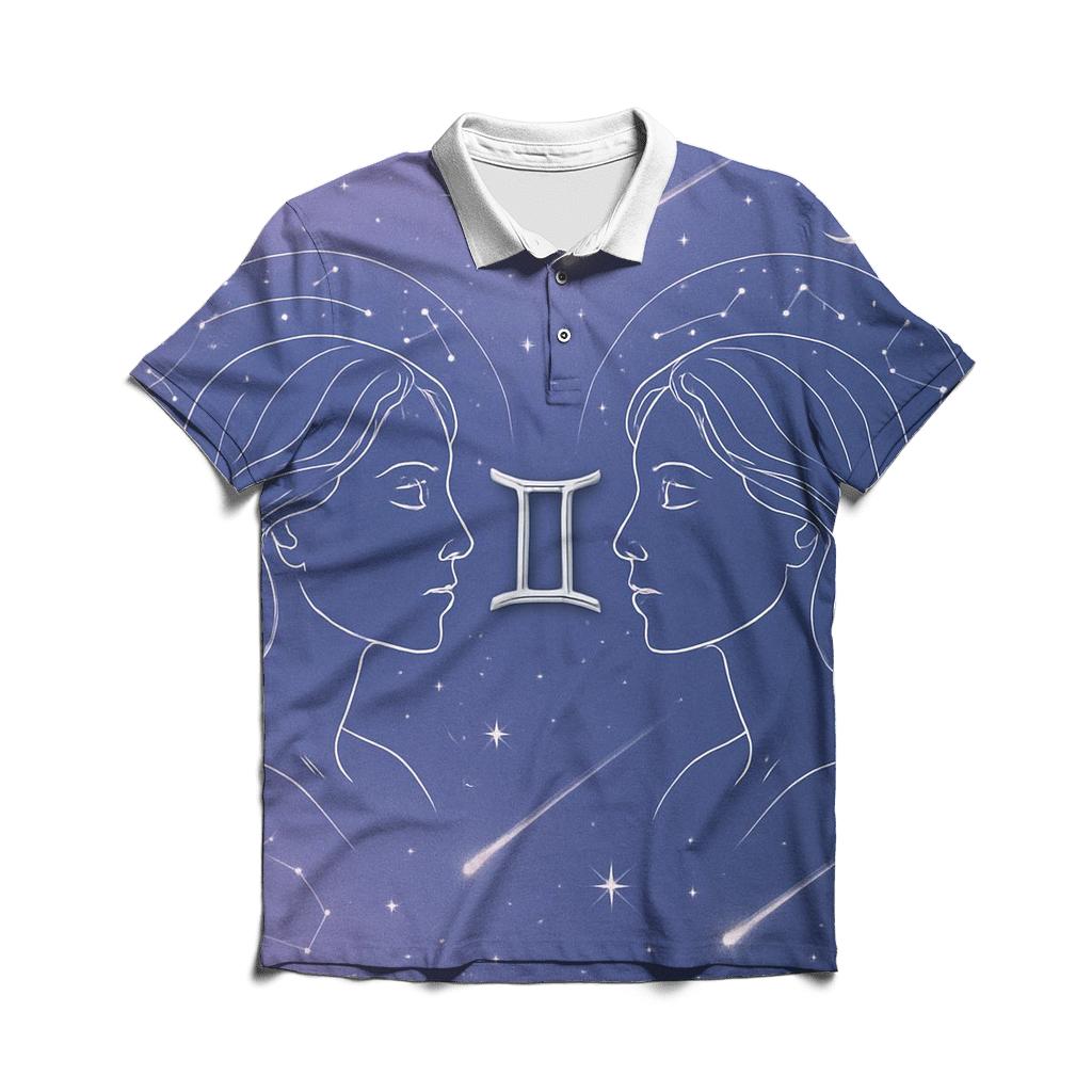 Gemini Celestial Portrait Pair stylish collar polo tees