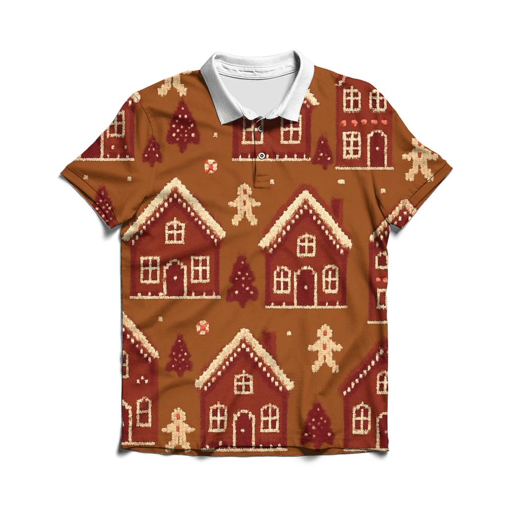 Gingerbread Village Parade Design premium cotton polo shirts