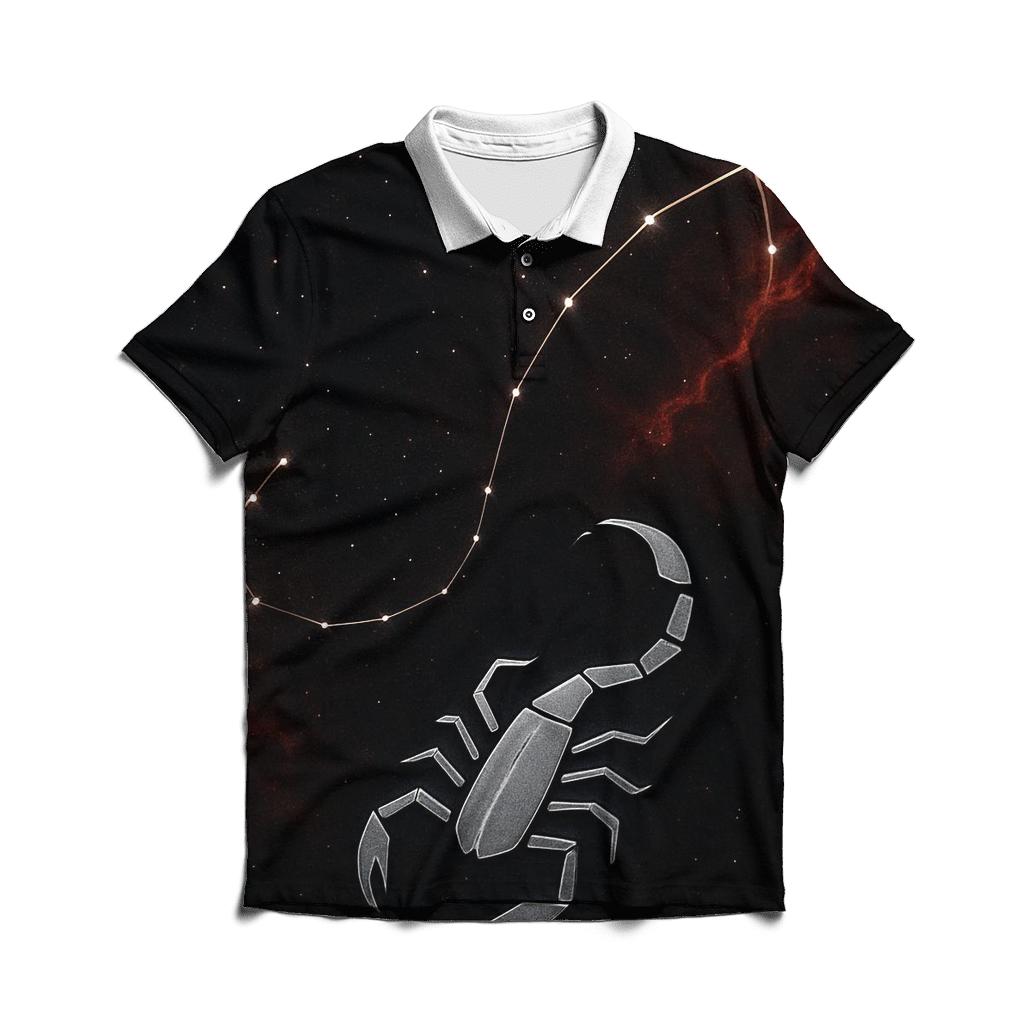 Scorpio Galactic Scorpion Design premium cotton polo shirts