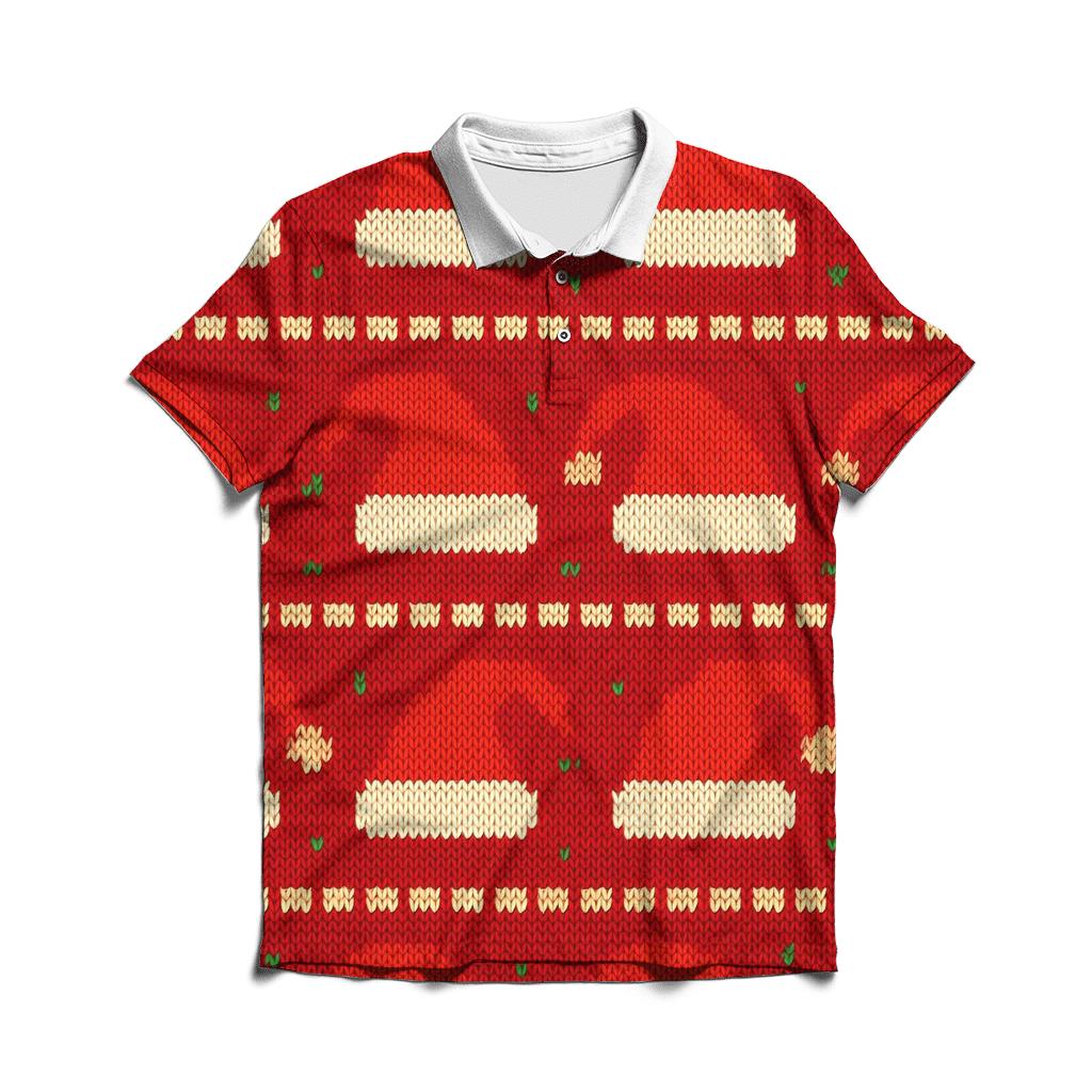 Santa Hat Scatter Bands Design premium cotton polo shirts