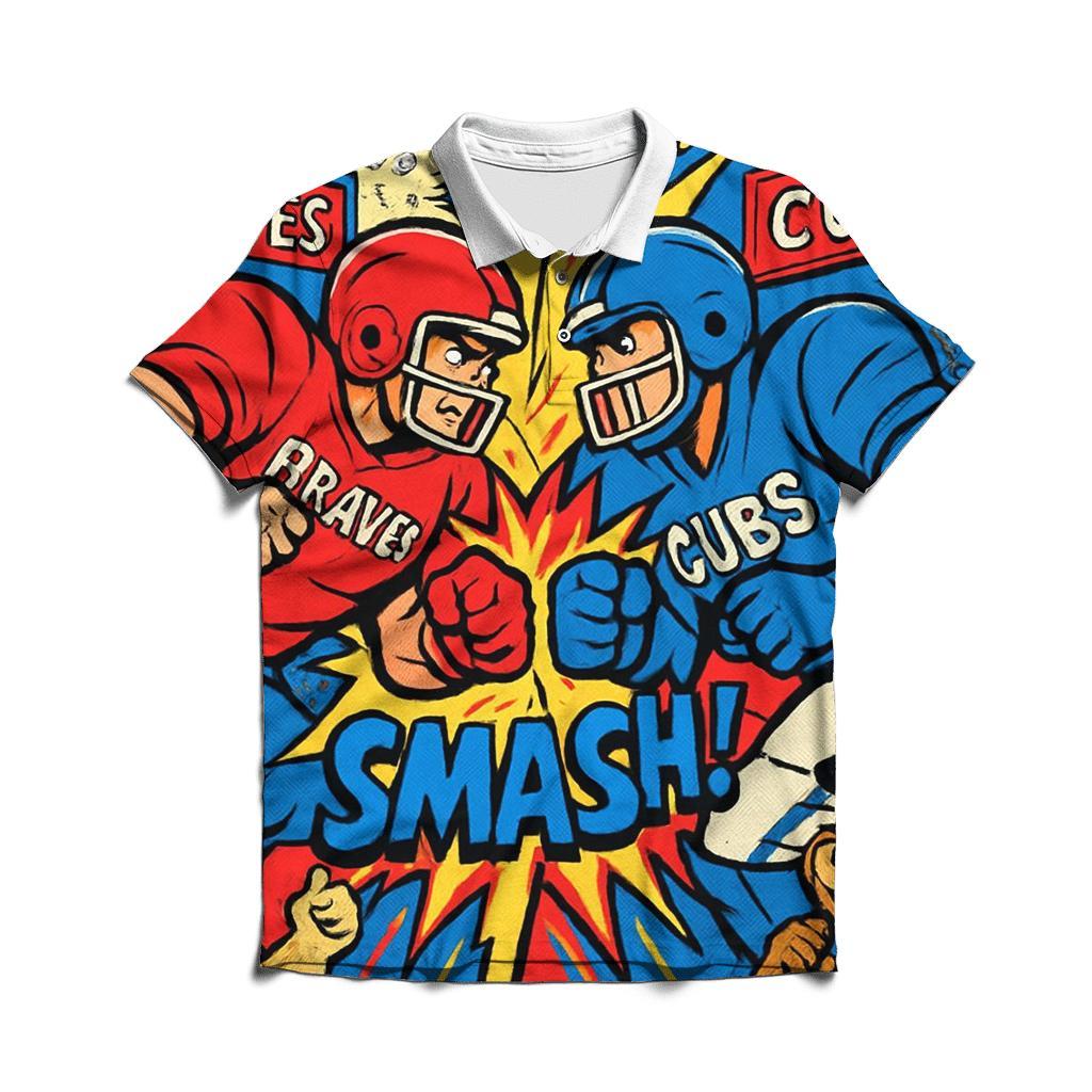 Comic Book Grandstand Brawl personalized polo shirts