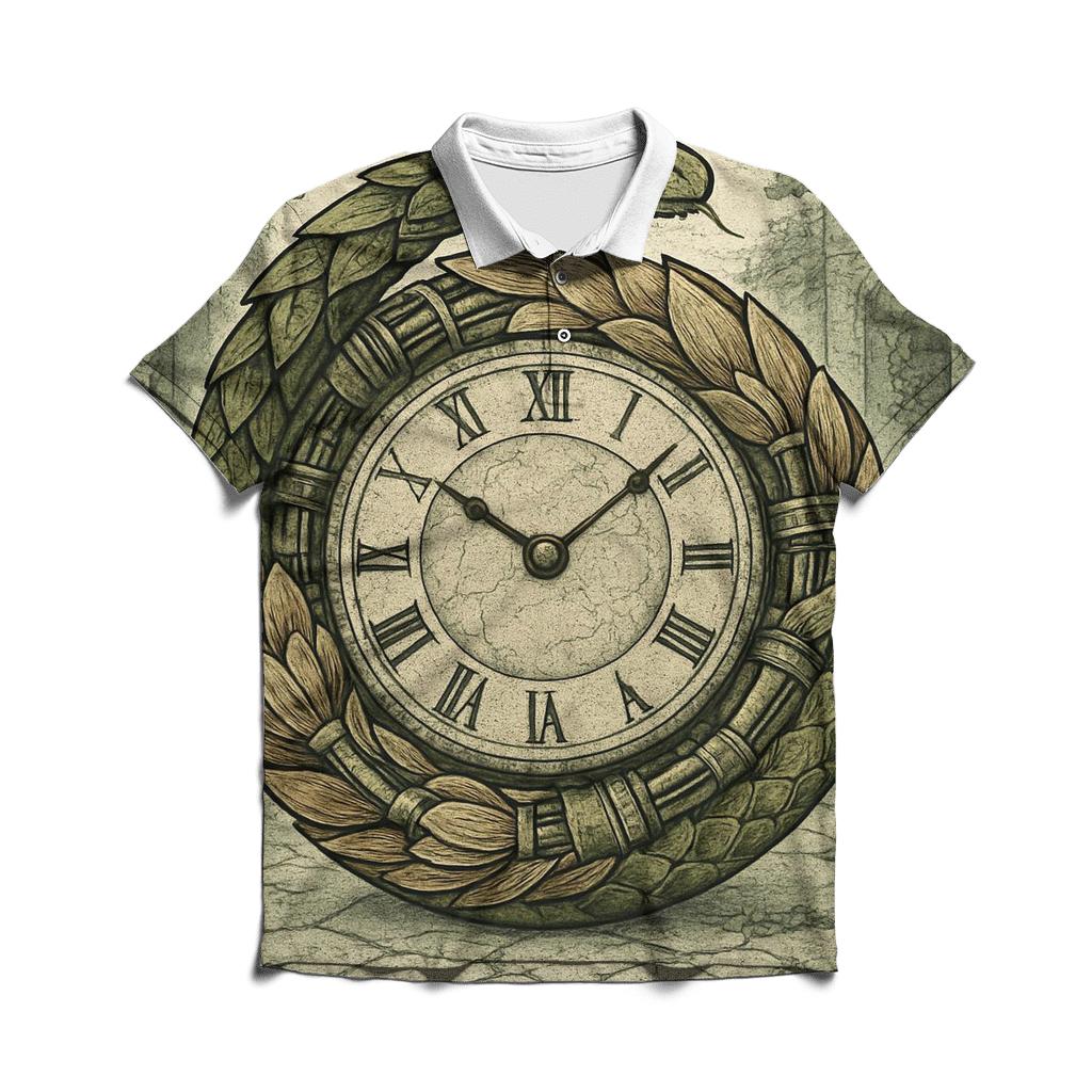 Clockwork Garden Ouroboros Clockface embroidered polo tops
