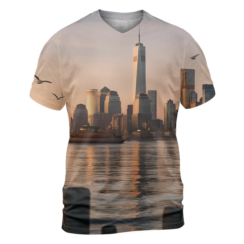 Sunrise Reflections On The East River custom all-over print shirts