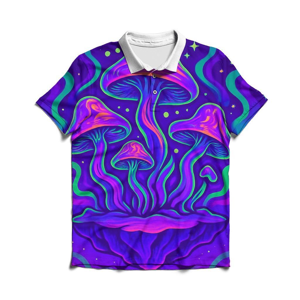 Psychedelic Mushroom Galaxy personalized polo shirts