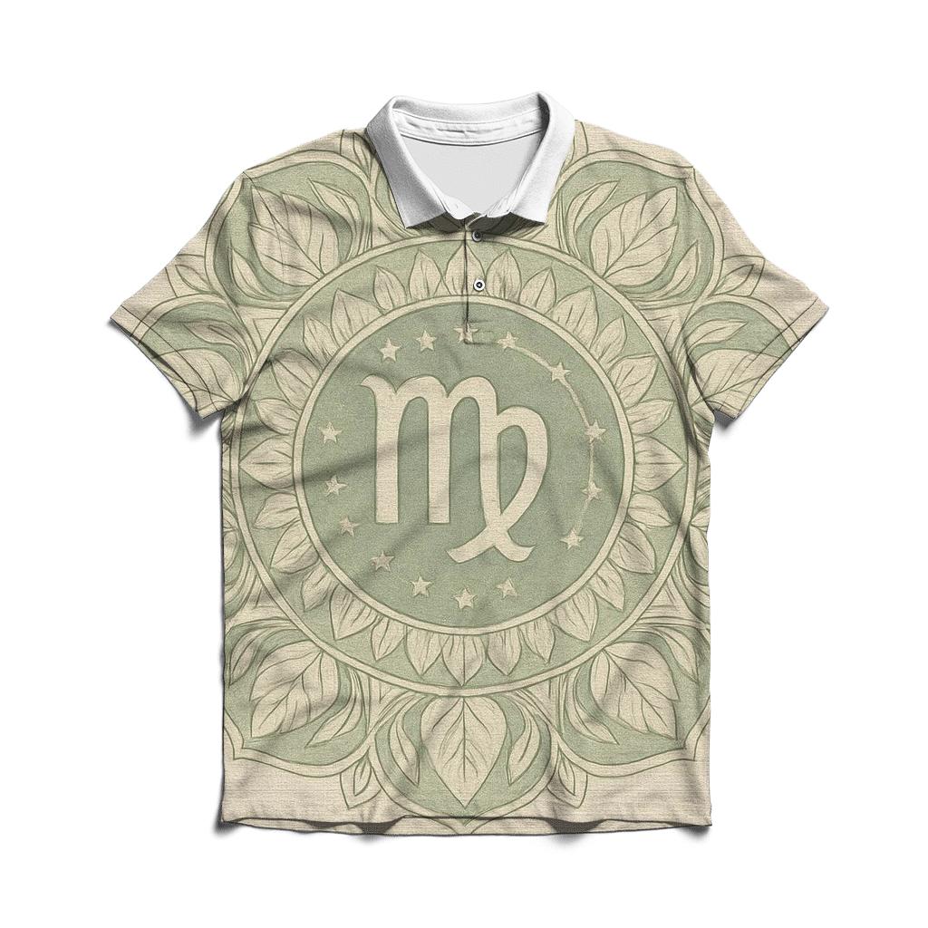 Virgo Earth Mandala Pattern custom polo shirts