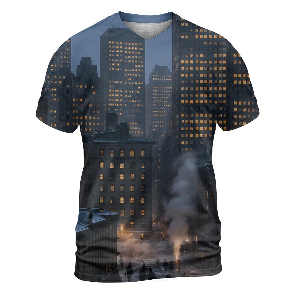 Winter Twilight Over The Financial District custom all-over print shirts