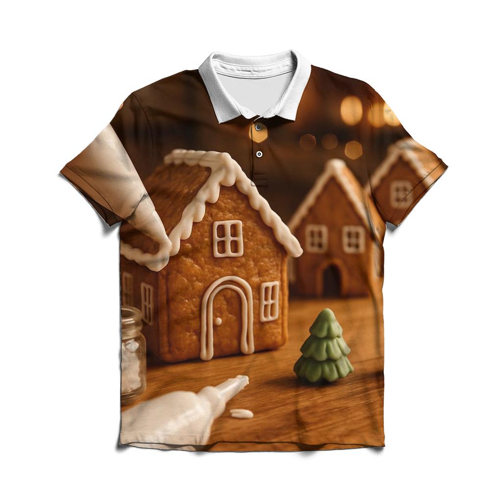 Gingerbread Workshop Glow personalized polo shirts