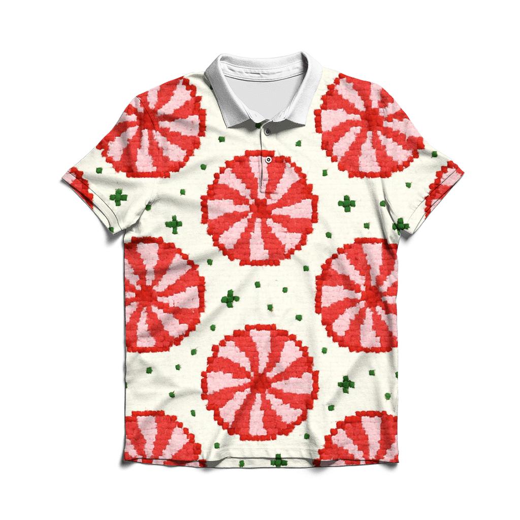 Peppermint Stripe Burst Design designer slim fit polos