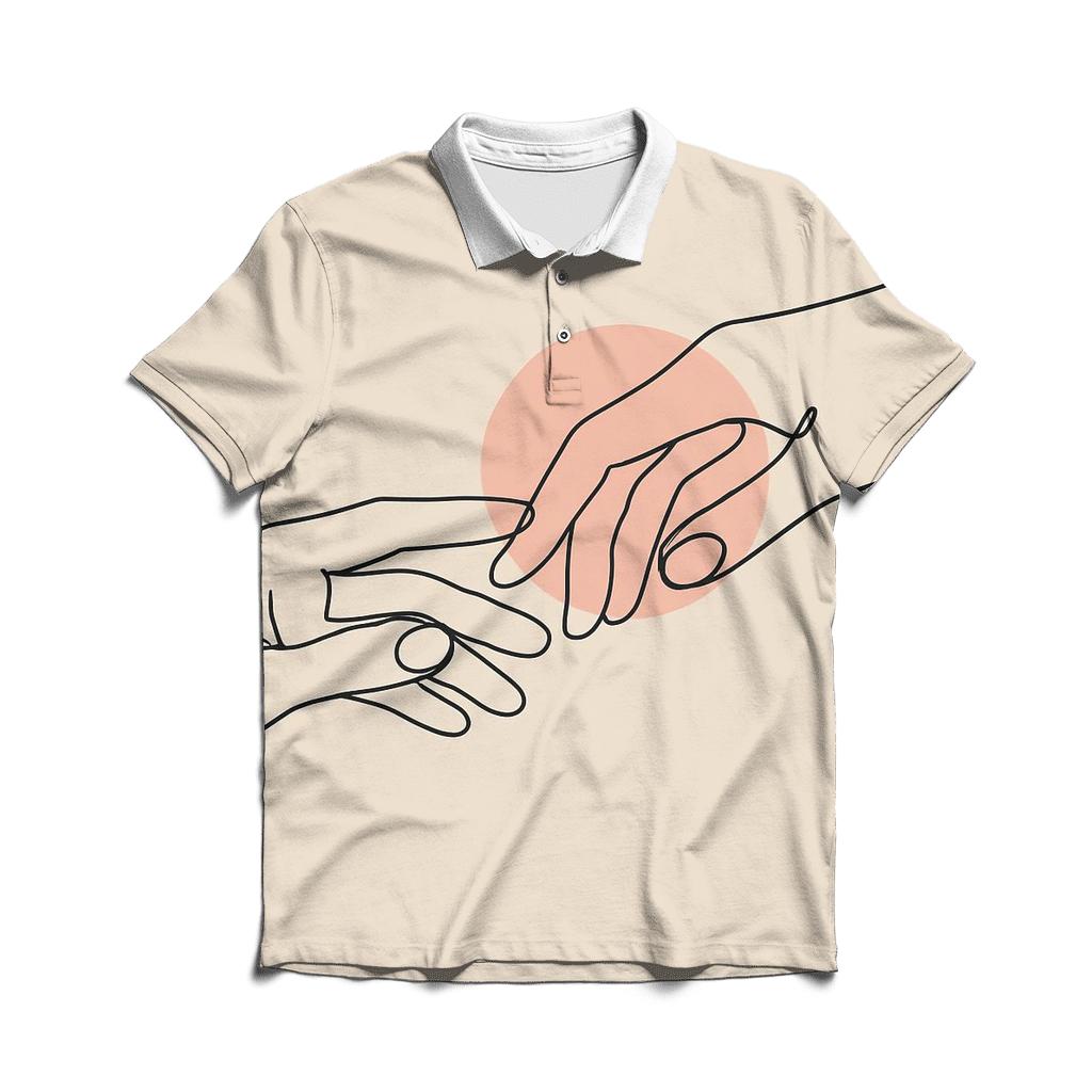 Minimalist Line Art Hands casual sports polo shirts
