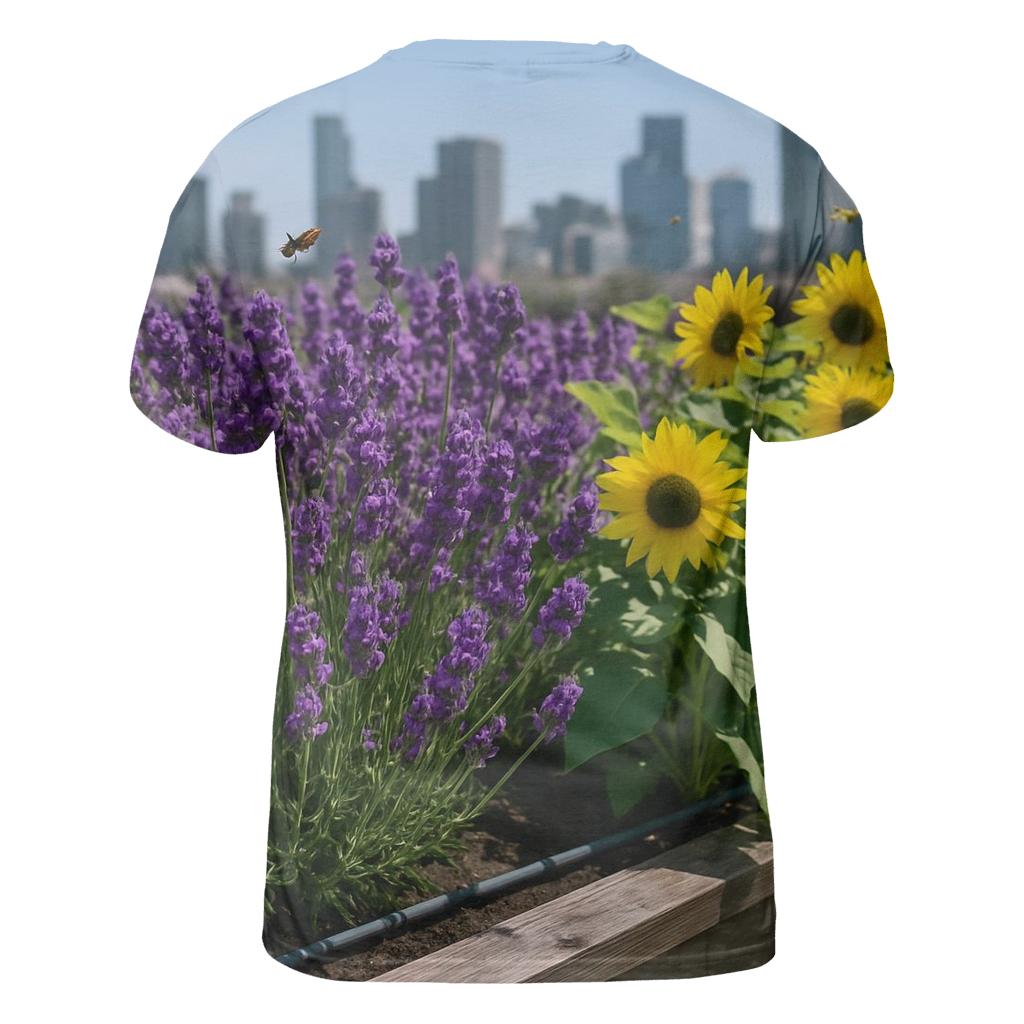 Rooftop Pollinator Garden At Noon designer pattern shirts