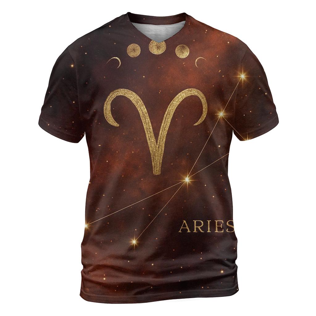 Aries Rising Constellation Map creative print fashion shirts