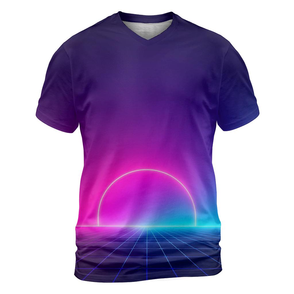 Neon Grid Horizon statement graphic shirts