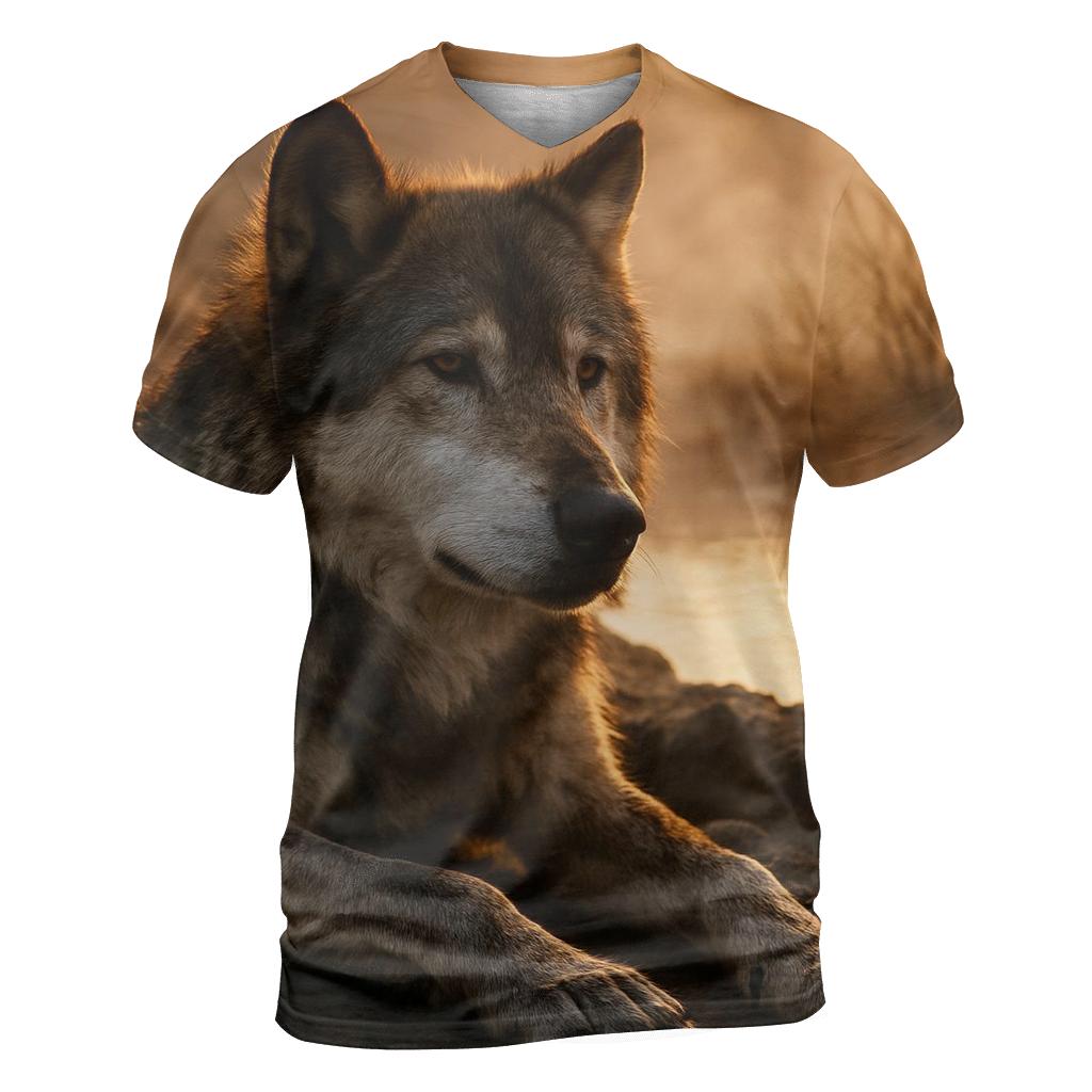 Elder Wolf Resting By Hot Spring vibrant all-over design tees