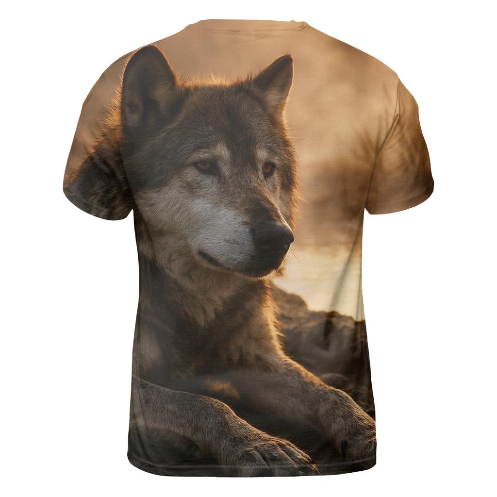 Elder Wolf Resting By Hot Spring vibrant all-over design tees