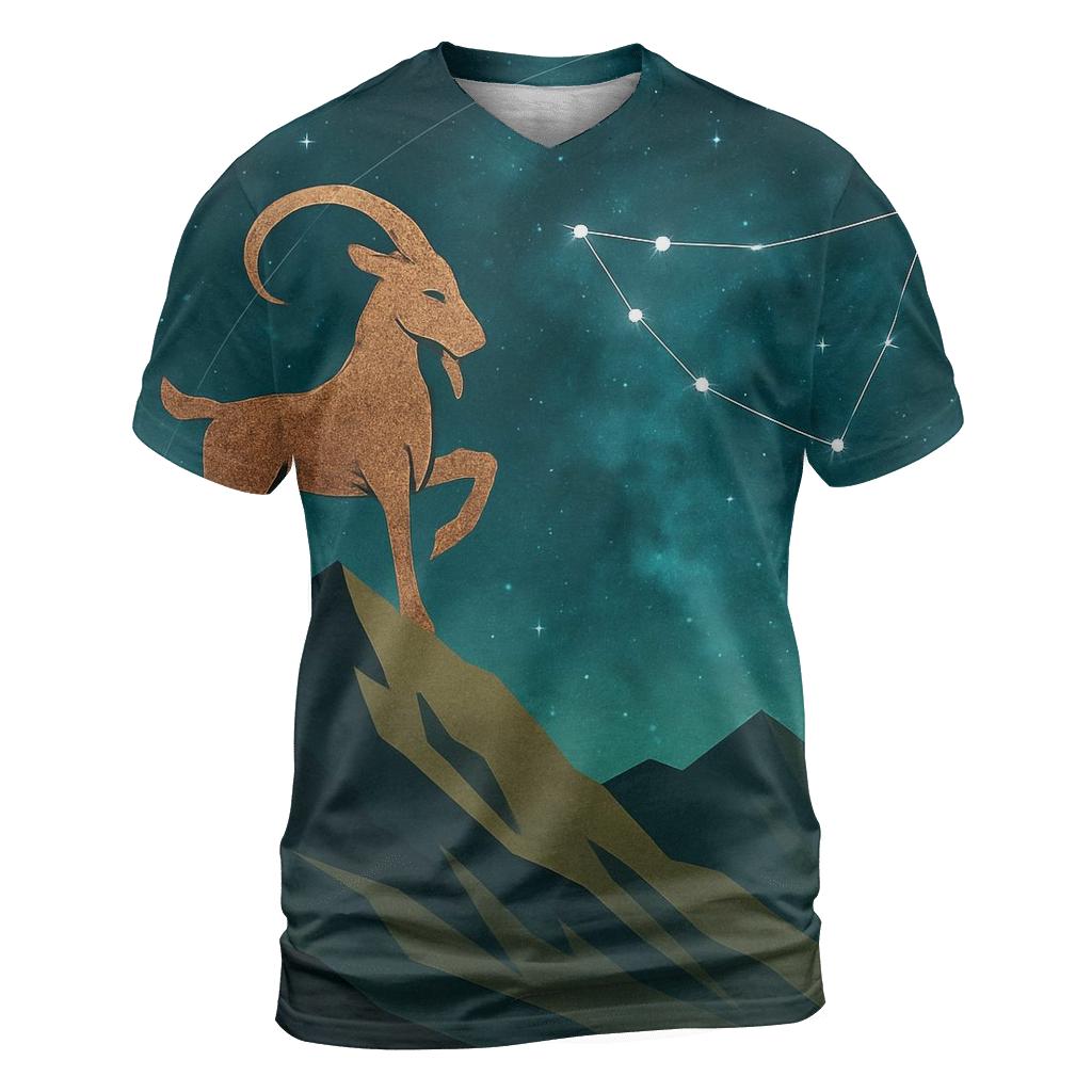 Capricorn Mountain Goat Nebula trendy printed shirt styles