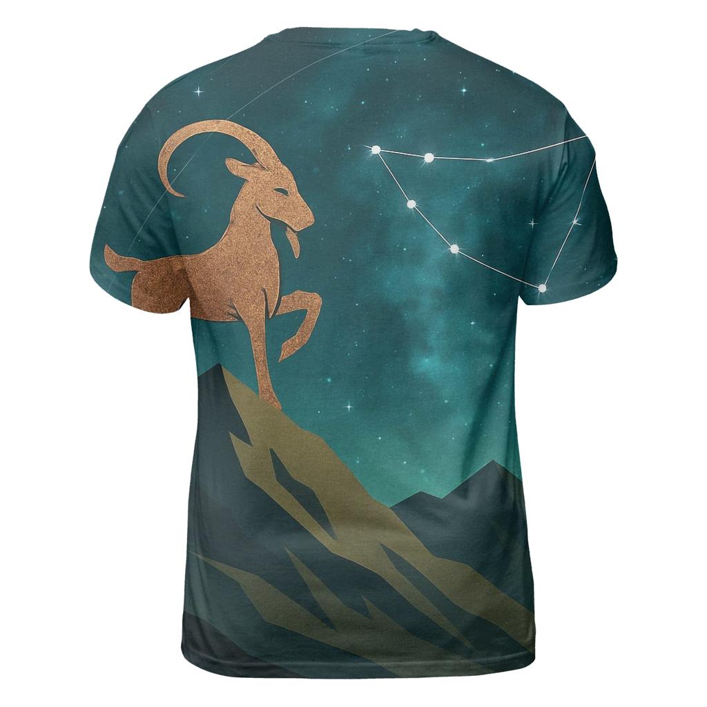 Capricorn Mountain Goat Nebula trendy printed shirt styles
