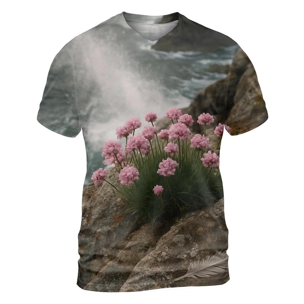 Cliffside Sea Thrift At High Tide trendy printed shirt styles