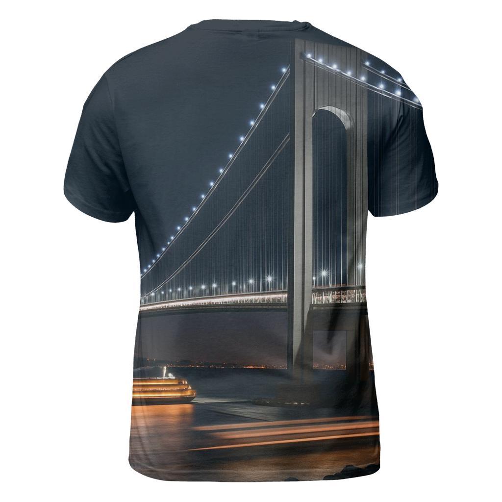 Night Time Bridge Link To Staten Island Ferry artistic all-over print tops