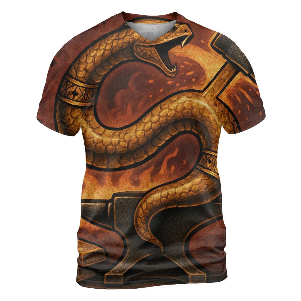 Auric Forge Ouroboros Emblem artistic all-over print tops