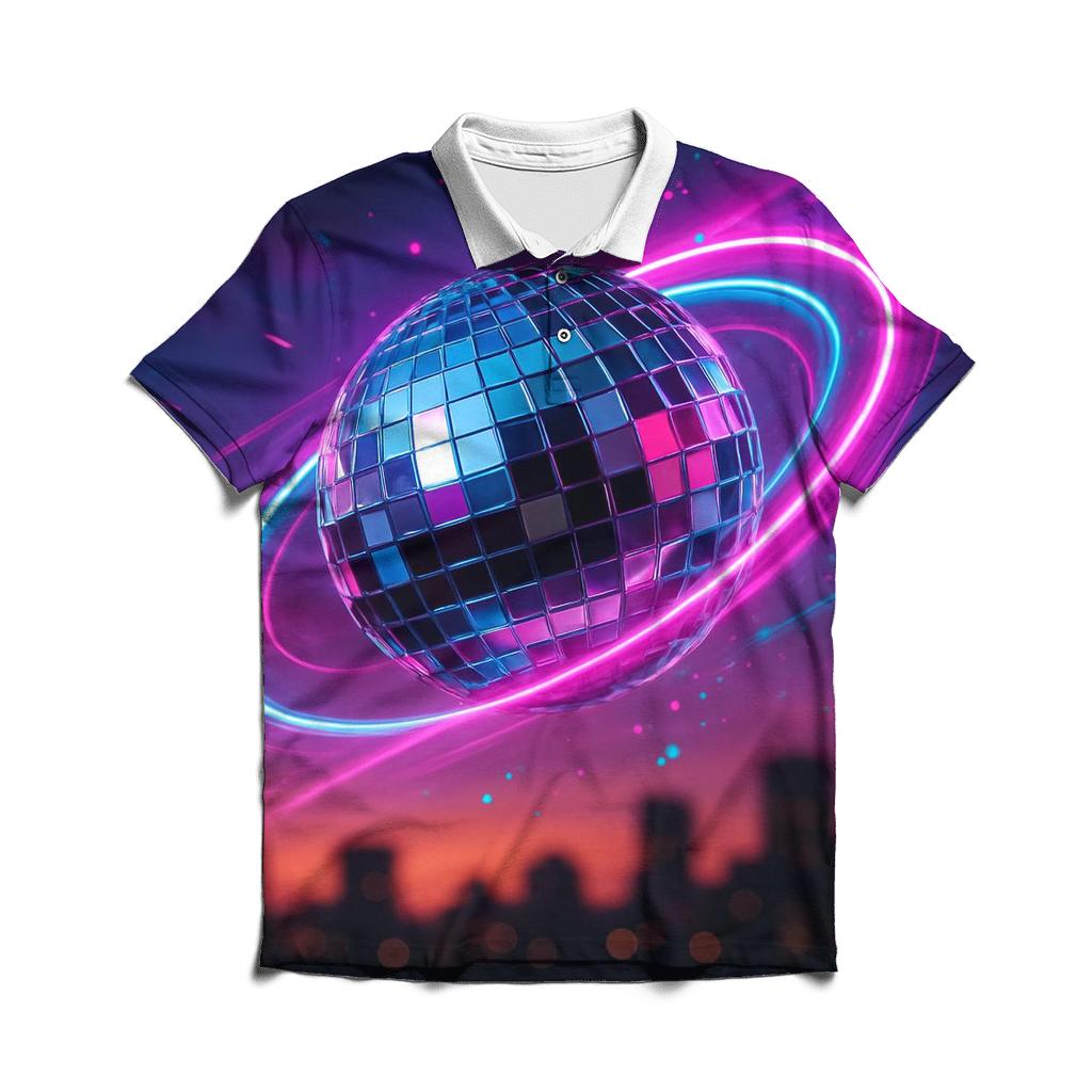 Neon Disco Halo premium cotton polo shirts