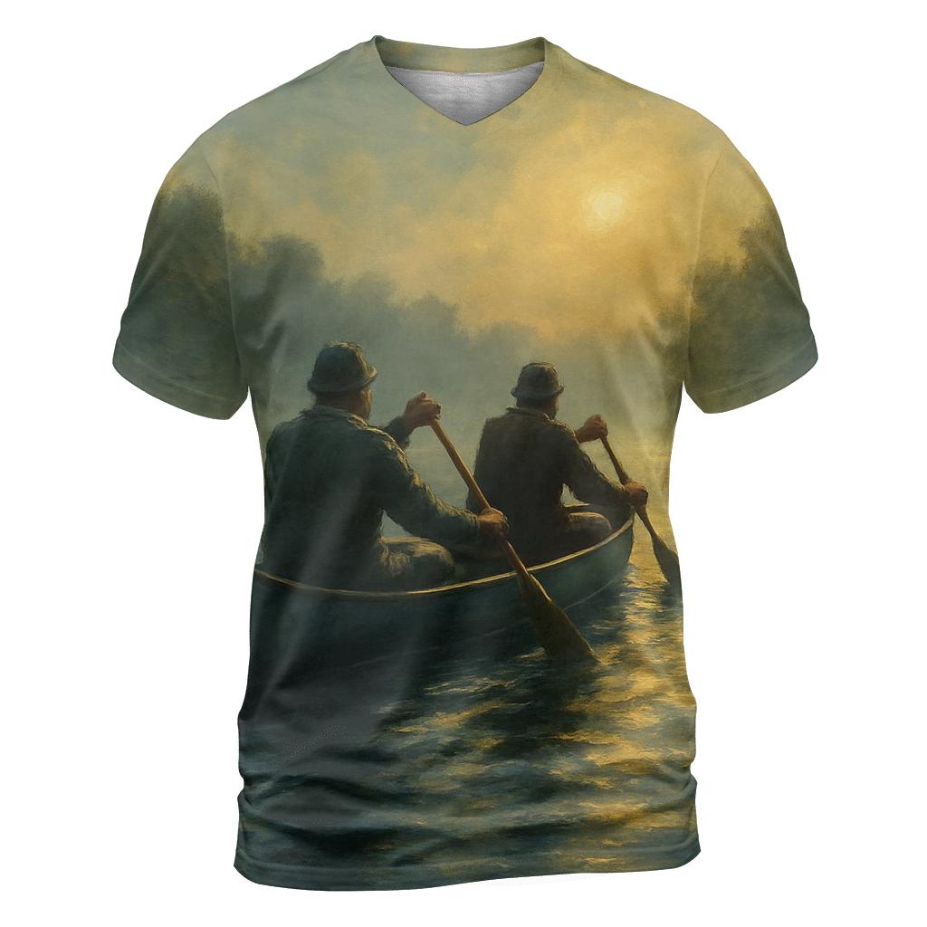 River Sprint Canoe vibrant all-over design tees