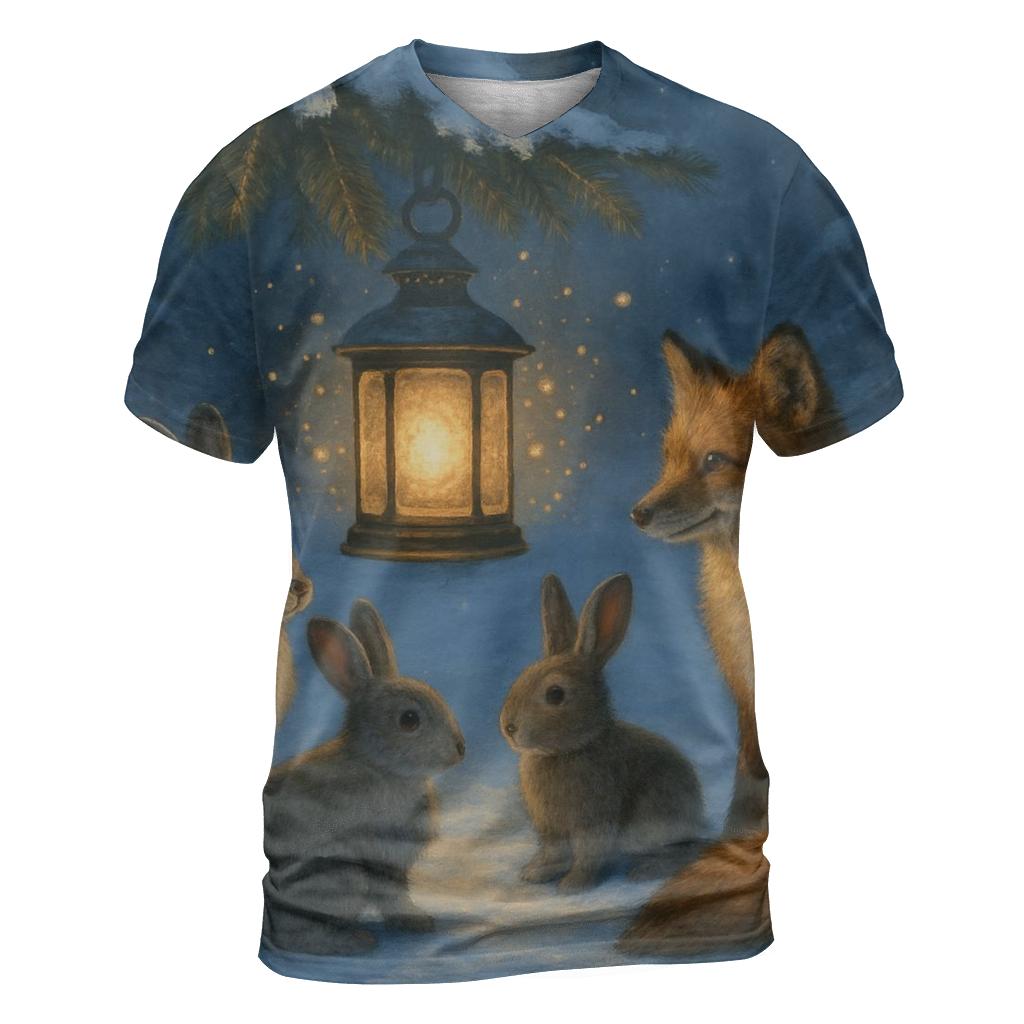 Forest Lantern Gathering creative print fashion shirts