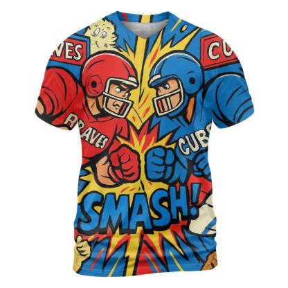 Comic Book Grandstand Brawl creative print fashion shirts