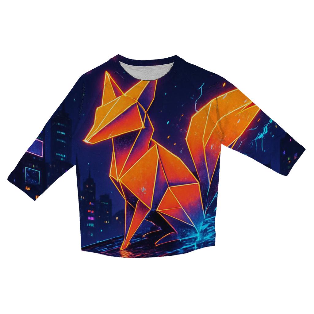 Neon Origami Fox cotton quarter sleeve shirts