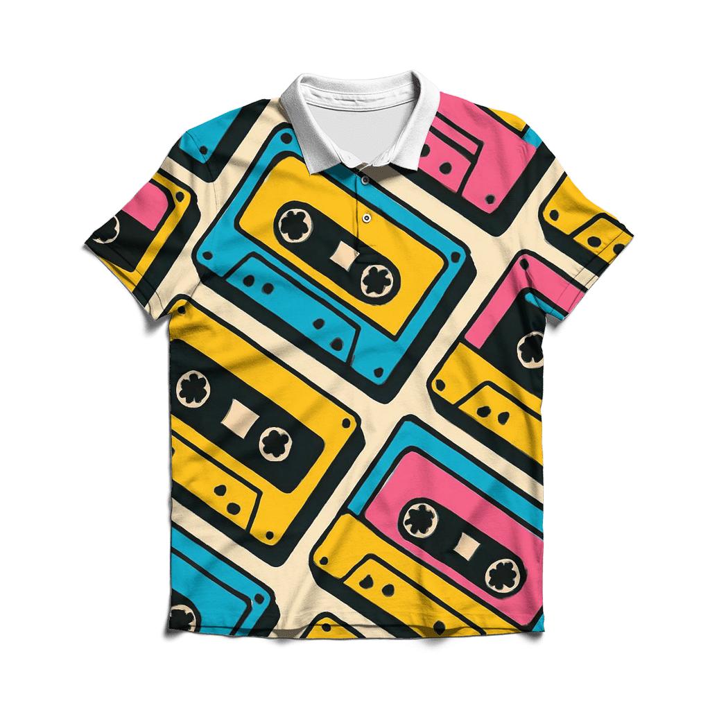 Cassette Tape Collage classic pique polos