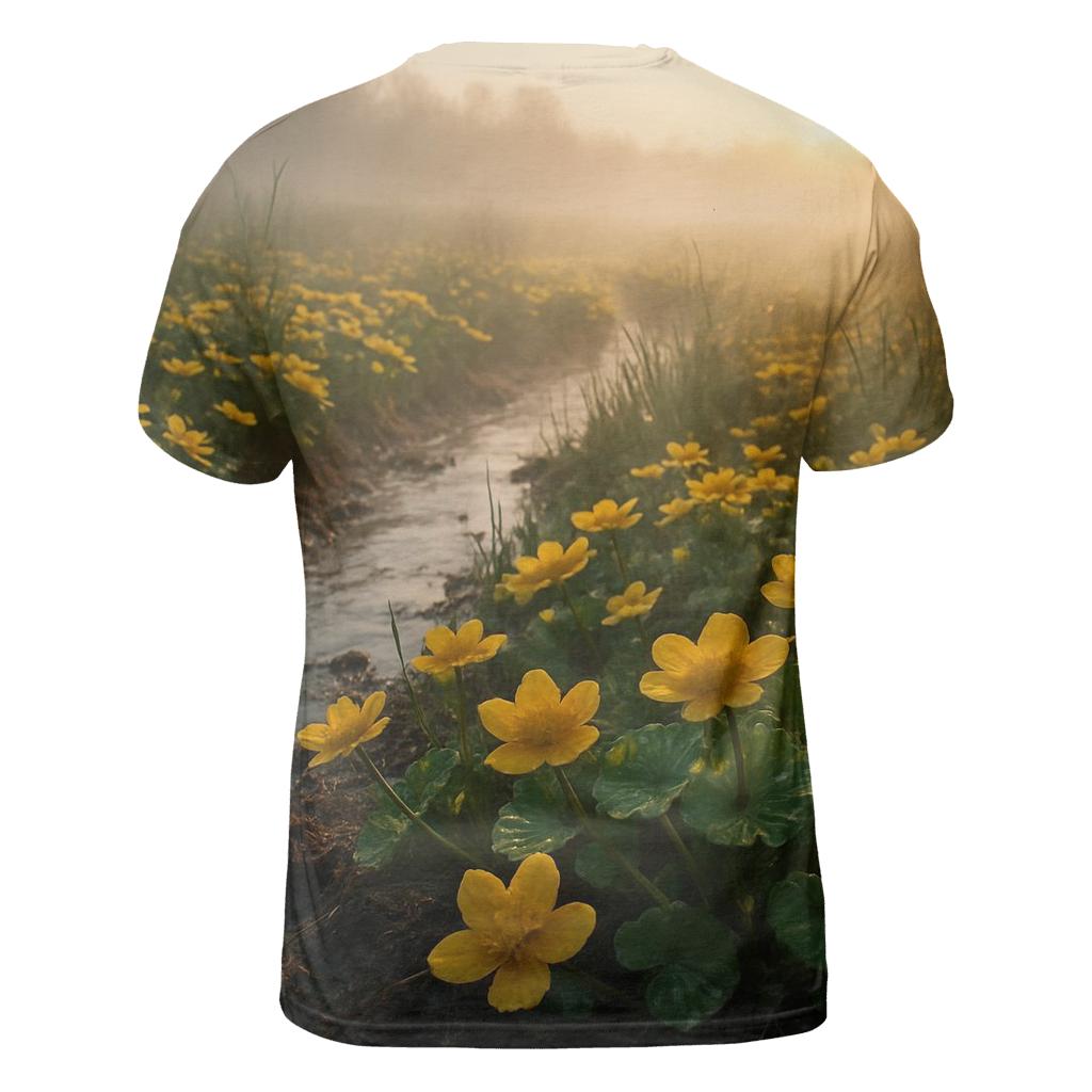 Wetland Marsh Marigold Sunrise unique graphic print tees