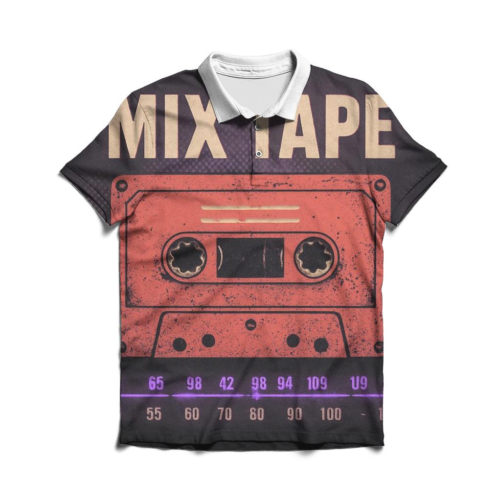 Cassette Night Radio Poster premium cotton polo shirts
