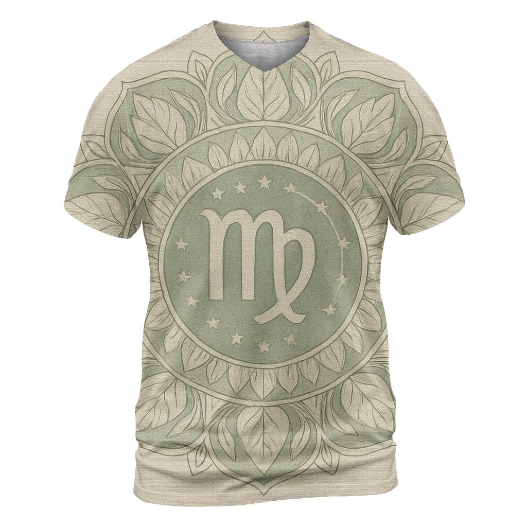Virgo Earth Mandala Pattern creative print fashion shirts