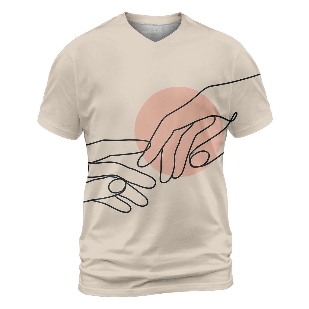 Minimalist Line Art Hands designer pattern shirts