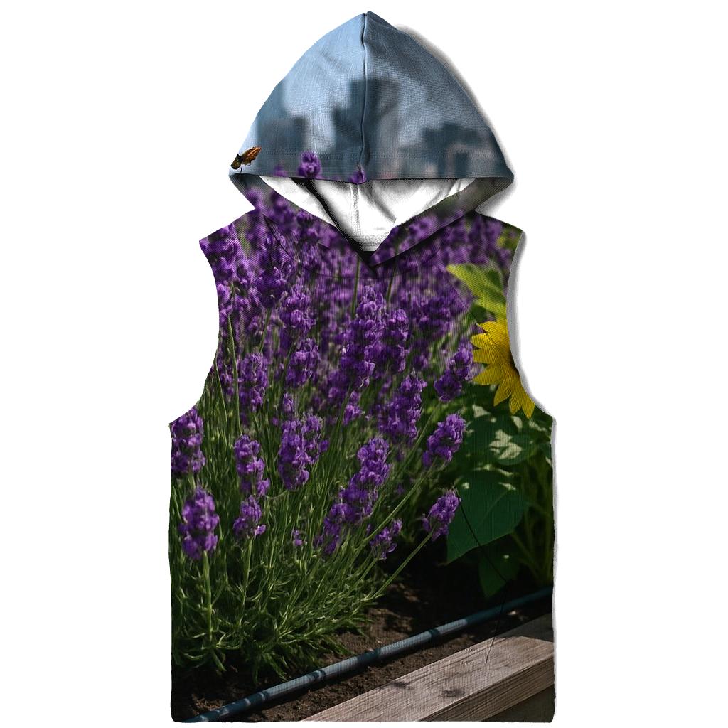 Rooftop Pollinator Garden At Noon embroidered hoodies