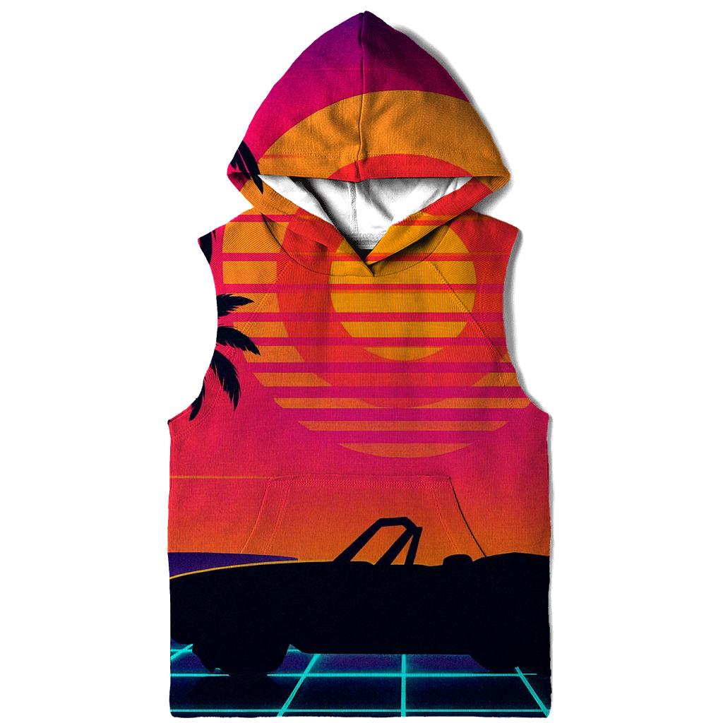 Retro Wave Sunset Palms designer hoodies