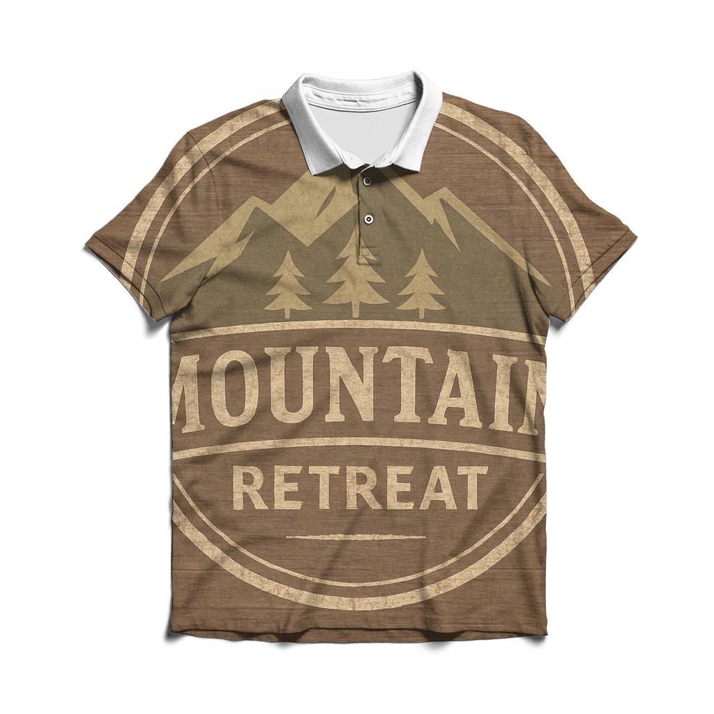 Rustic Mountain Lodge Badge embroidered polo tops