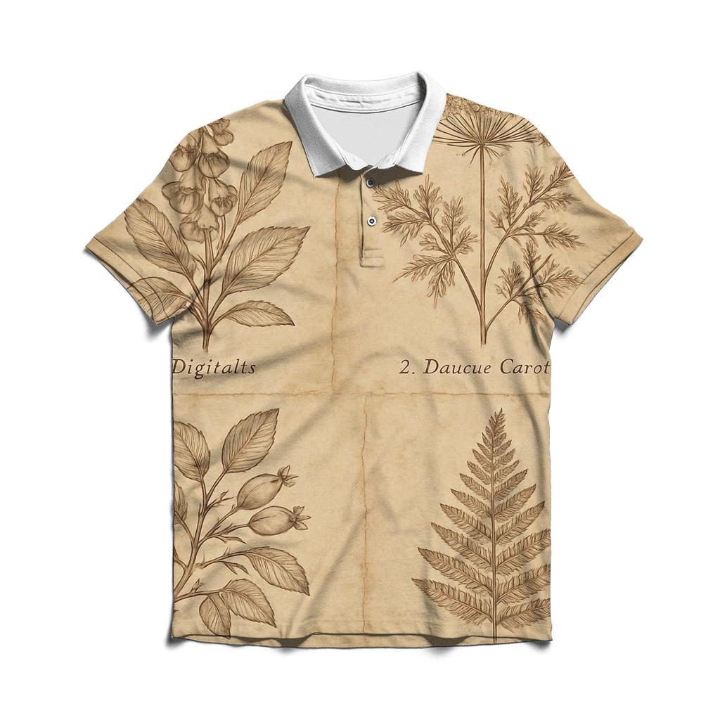 Sepia Botanical Illustration Set classic pique polos
