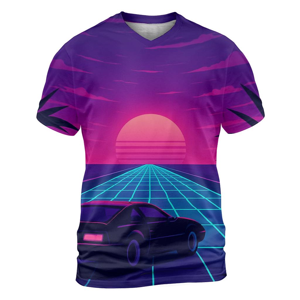 Neon Grid Sunset custom all-over print shirts