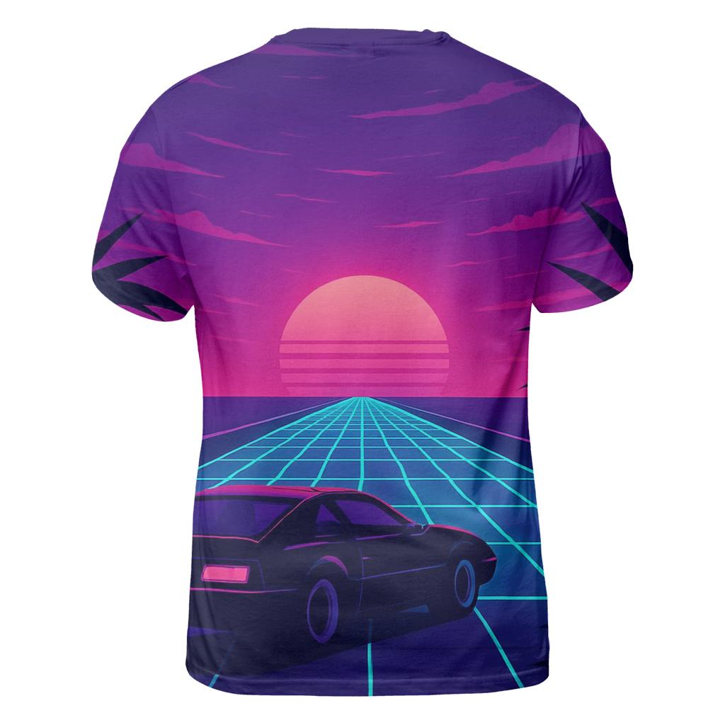 Neon Grid Sunset custom all-over print shirts