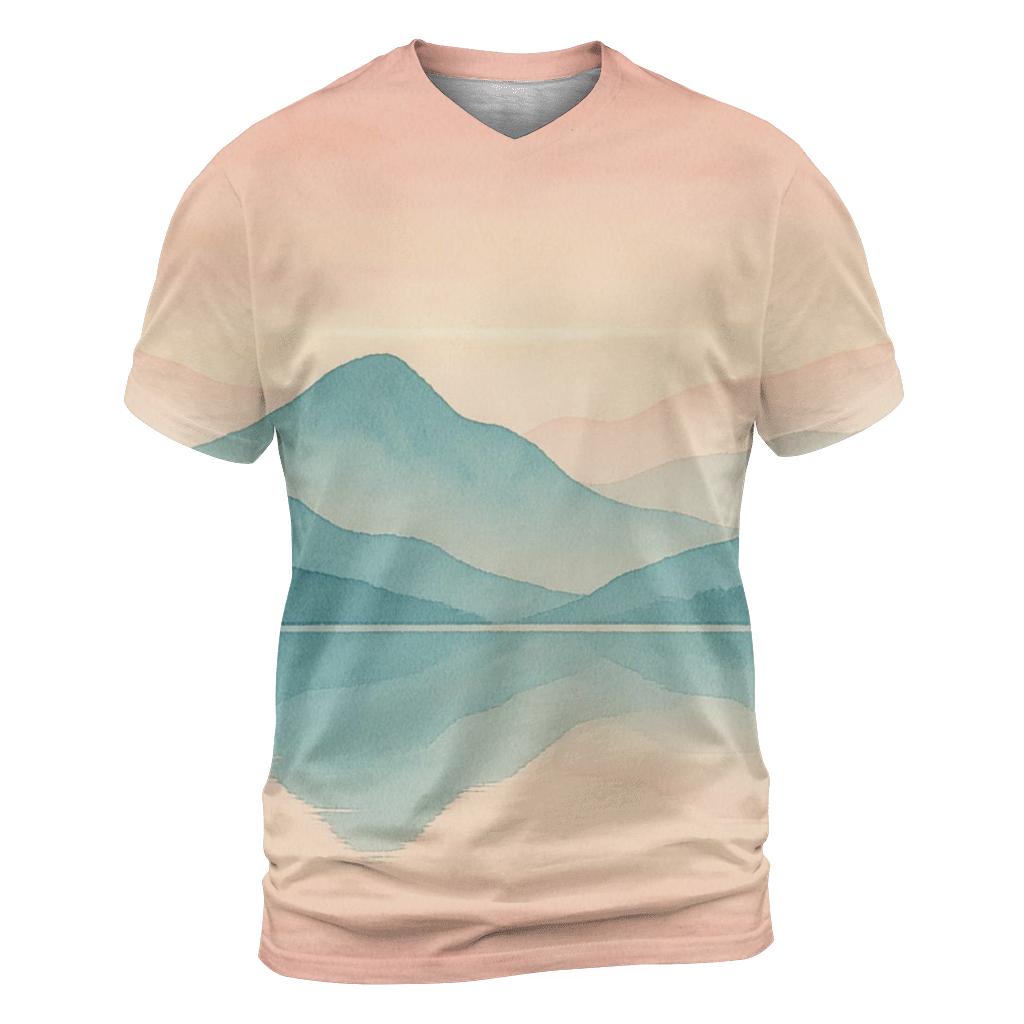 Dawn Reflection Mountains unique graphic print tees