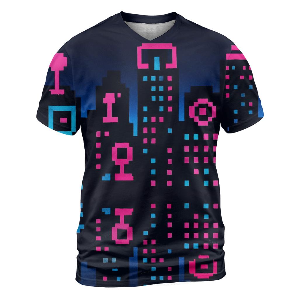 Arcade Pixel Skyline designer pattern shirts